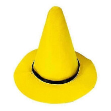 (M) Halloween Witch Hat Pointy Yellow Felt Wizard Top Hat Large Brim Dress-up Party Hat Cosplay