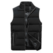 (L, black) Spring Winter Jackets Vest For Men Down Cotton Windproof Warm Wear Hooded Men's Jacket Coats