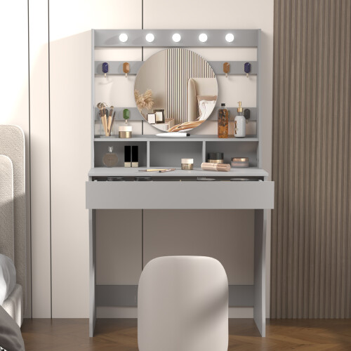 Vanity Desk with Lights Grey