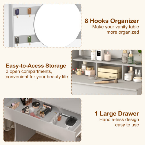 Vanity Desk with Lights Grey 2