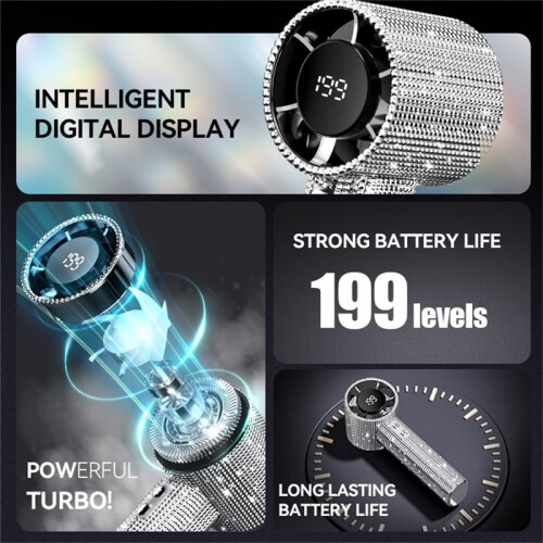 Mini ventilateur turbo strass, 199 vitesses écran digital longue durée 2