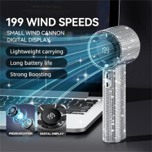 Mini ventilateur turbo strass, 199 vitesses écran digital longue durée