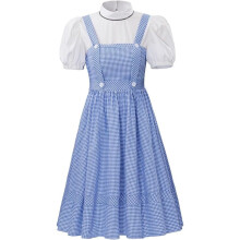 (S) Damen Dorothy inspiriertes blau kariertes Kleid Maerchen Prinzessinnen Kostuem fuer Erwachsene