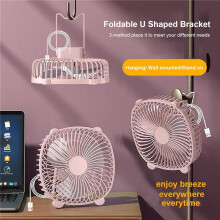 Mini ventilateur mural sans perçage, rechargeable silencieux pour cuisine