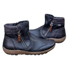 (37, Black) Womens PU Warm Boots Double Side Zipper Snow Winter Outdoor Walking Boots Fashion Casual Shoes