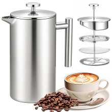 1000ml French Press Stainless Steel Coffee Tea Filter Maker Plunger Pitcher Tool