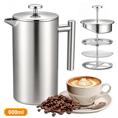 600ml French Press Stainless Steel Coffee Tea Filter Maker Plunger Pitcher Tool