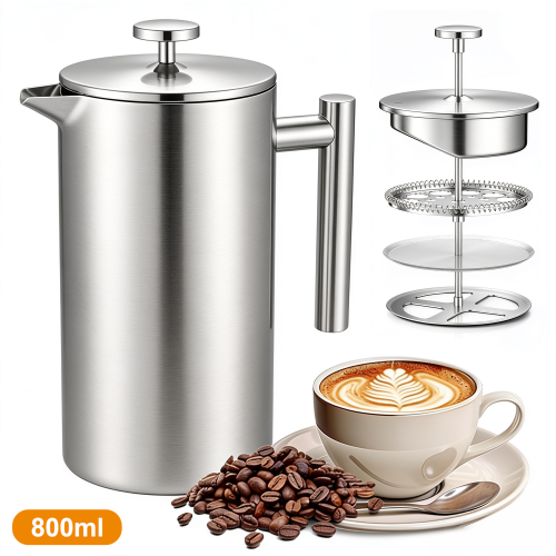 800ml French Press Stainless Steel Coffee Tea Filter Maker Plunger Pitcher Tool
