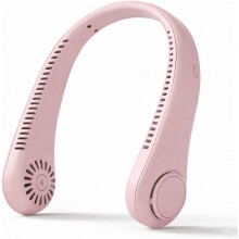 Mini ventilateur cou rose sans pales, écran digital rechargeable