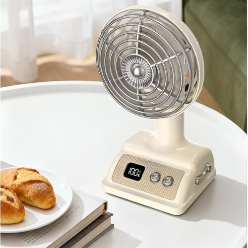 Mini ventilateur rétro luxe, écran digital réglage continu USB 1