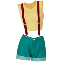 (M) Damen Misty inspiriertes Costume Set mit Crop Top Shorts und Traegern fuer Halloween und Party