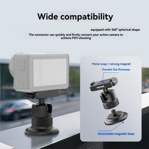 NEEWER Magnetic Camera Mount, 360 Quick Release   Adapter Base Mount for  /360/Osmo Action 5 Pro/4/3 Black