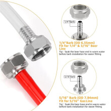 4 Pack Keg Coupler Barb Connector 1/4'' & 5/16'' Barb Connector with Clamp & Washer for Beer Shank