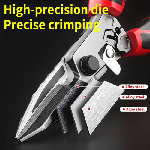 Multi-Functional Electrician Scissors,Crimping Wire Cutting Tool with Wrench Function for Metal Sheet and Cable Cutting 2