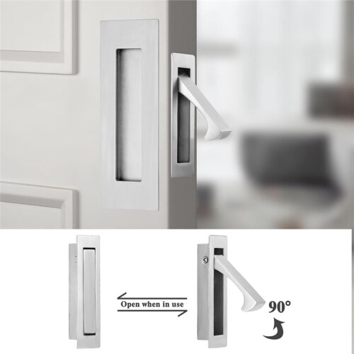 Pocket Door Handles and  Pull Matte , Handles Hardware ,Recessed Finger Flush Pulls 3pcs Silver 2