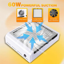 Nails Dust Collector Machine Powerful Dust Collector Nails Tech Vacuum Fan Extractor Manicure Pedicure Tool EU Plug