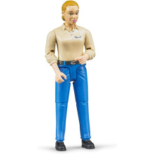 Bruder Toys - Bworld Woman Action Figure Light Skintoned and Blue Jeans with Grasping Hands and Moveable Limbs and Head - Ages 4+