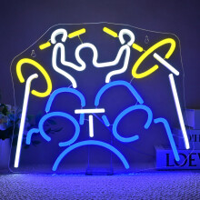 Neon LED Drummer Wall Sign Dimmable Decorative Stylish 39x32 cm — neon drummer led, led music sign, neon wall decor