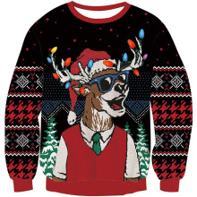 Pull unisexe de Noël drôle avec renne amusant, idée cadeau pour les fêtes XXL — pull moche noel, vetement hiver homme