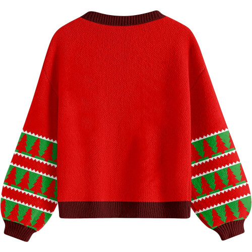 Damen Weihnachtspullover Strick Warm für Weihnachten Rot M — damen weihnachtspullover, gestrickter winterpullover 2