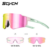 (Style H)Scvcn Color Changing Light Reflecting Windproof Cycling Eyewear For Athletes Outdoor