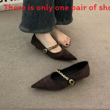 (Coffee,37)High Heel Shoes For Women Elegant Suede Pointed Toe Slipon Formal Office Wear