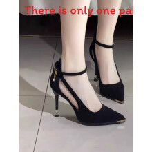 (Black 7cm,35)Womens Pointed Toe High Heels With Buckle And Slim Heel For Autumn Winter And