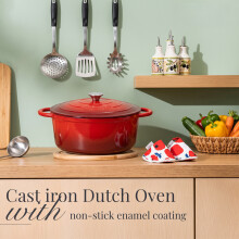 Cast Iron Casserole Dish Pot With Lid Dutch Oven 6.6L Enameled Stew Pot Stockpot