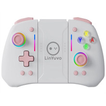 LinYuvo KS42 Meteor Light Wireless Joy-Pad with 8 Color RGB Lights for /Lite/OLED,with Programmable,Back Button White
