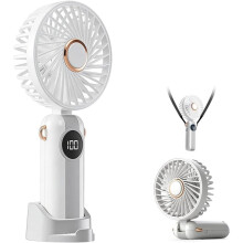 Mini ventilateur rechargeable, 5 vitesses 1200mAh pliable écran LED