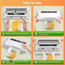 Machine Ă Emballer Sous Vide pour Aliments, Aspiration Puissante de 75 KPa, Modes Sec/Humide, 20 Sacs Sous Vide pour Aliments, pour la Cuisine, Prise