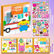 (Yellow)Kuromi Melody Cinnamoroll Hello Kitty Magnetic Quiet Book With Reusable Magnet Stickers