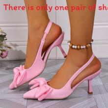 (Pink,38)Summer Womens High Heeled Pointed Toe Shoes With Elastic Slipon For Party And Wear Casual