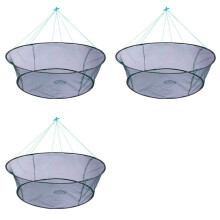 3X Portable Foldable Fishing Net Hand Net with Fishing Rope for Catching Fishes Crabs Lobster Fishing Accessories