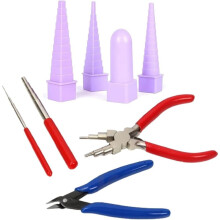 Jewelry Tools for Jewelry Making Set,6 in 1 Bail Making Pliers, Round Wire Looping Coiling Rods, with Forming Rings Too