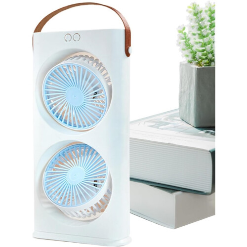 Mini ventilateur double tête USB-C, 3 vitesses pour maison voyage camping