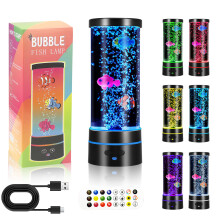 Lava lamp, bubble fish lamp with remote control 3 fish aquarium light suitable for bedroom mood desk decorative light boy girl birthday gift