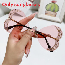 (Pink)Trendy Heartshaped Sun Glasses With Metal Frame And Colorful Lenses For Summer Events Parties And