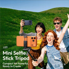 Tripé para Selfie JJ21 com Luz de Preenchimento DG01, Alça para Celular, Bastão de Selfie Portátil para Smartphone