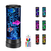 12" Bubble Fish Mood Lamp, 17 Color Changing Lava Lamp with Remote, Floating Clown Fish for Home Office, USB/Battery Powered (Battery Not Included)