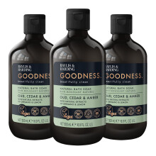 Baylis & Harding Goodness Oud, Cedar & Amber Bath Soak, 500 ml (Pack of 3) - Vegan Friendly