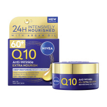 NIVEA Q10 Anti-Wrinkle 60+ Extra Nourishing Night Cream (50ml), Deeply Restoring Anti Wrinkle Face