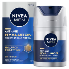 NIVEA MEN Anti-Age Hyaluron SPF15 Moisturising Face Cream (50ml), Anti Wrinkle Face Cream with Hyal
