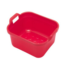 Addis Rectangular Washing Up Bowl with Handles, Plastic, Red, 39 x 32 x 14 cm