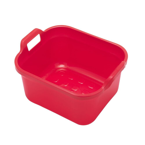 Addis Addis Rectangular Washing Up Bowl with Handles, Plastic, Red, 39 x 32 x 14 cm