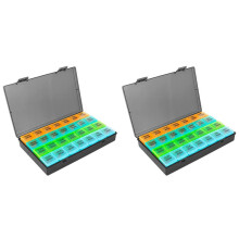 2X Monthly Pill Organizer 1 A Day, with 28 Compartments 4 Weeks Pill Dispenser Box with Flip Lids,Box Daily