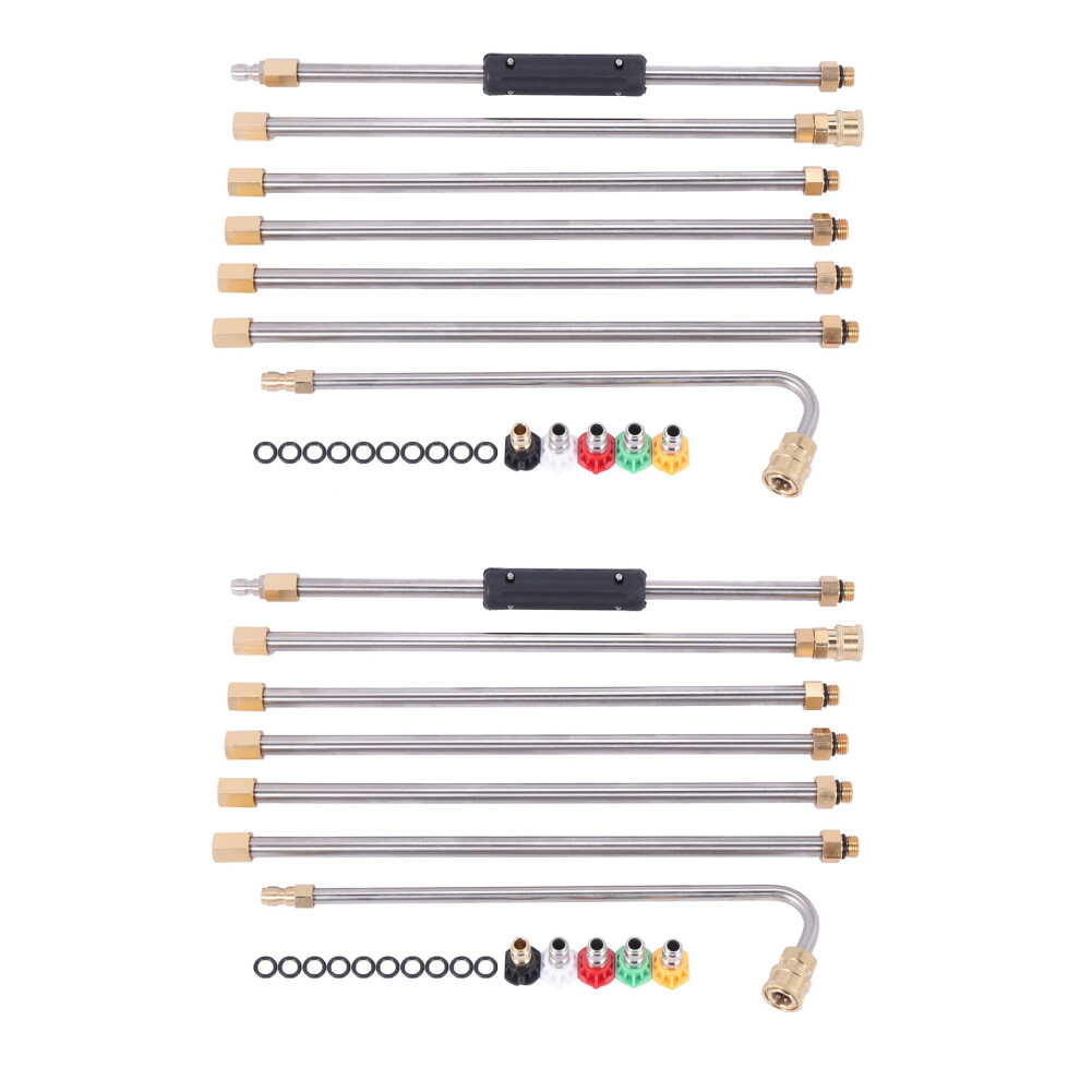 2Set Gutter Cleaning Tool Pressure Washer - Extension Wands, Roof Cleaner Lance Nozzle - 4000 Psi 5 Tips 6031112600806