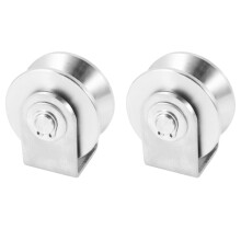 2Pcs Roulement de Roue de Rouleau de Porte Coulissante en Acier Inoxydable 304 de Rouleau de Poulie de Type V de 2 Pouces pour la Manutention et le