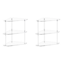 2X Acrylic Triangle End Table - 3 Tier Corner Side Table - Small Corner Table for Living Room, Bedroom, Bathroom