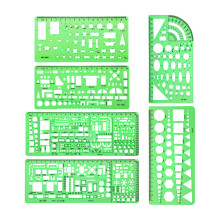 6 Pieces Plastic Measuring Templates Building Formwork Stencils Geometric Drawing Rulers for Office and School,Green